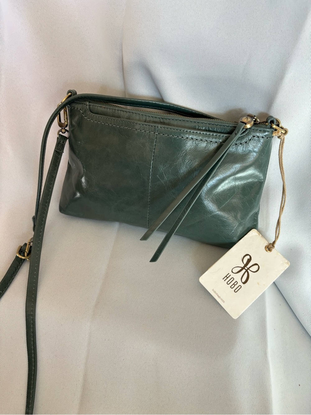 HOBO Green Leather Crossbody with Gold Hardware - Picture 3 of 6